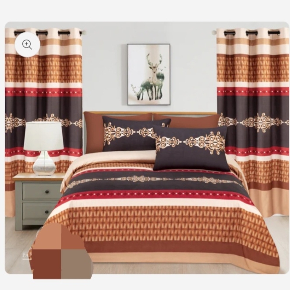 Elegant Brown and Red Bedding Set